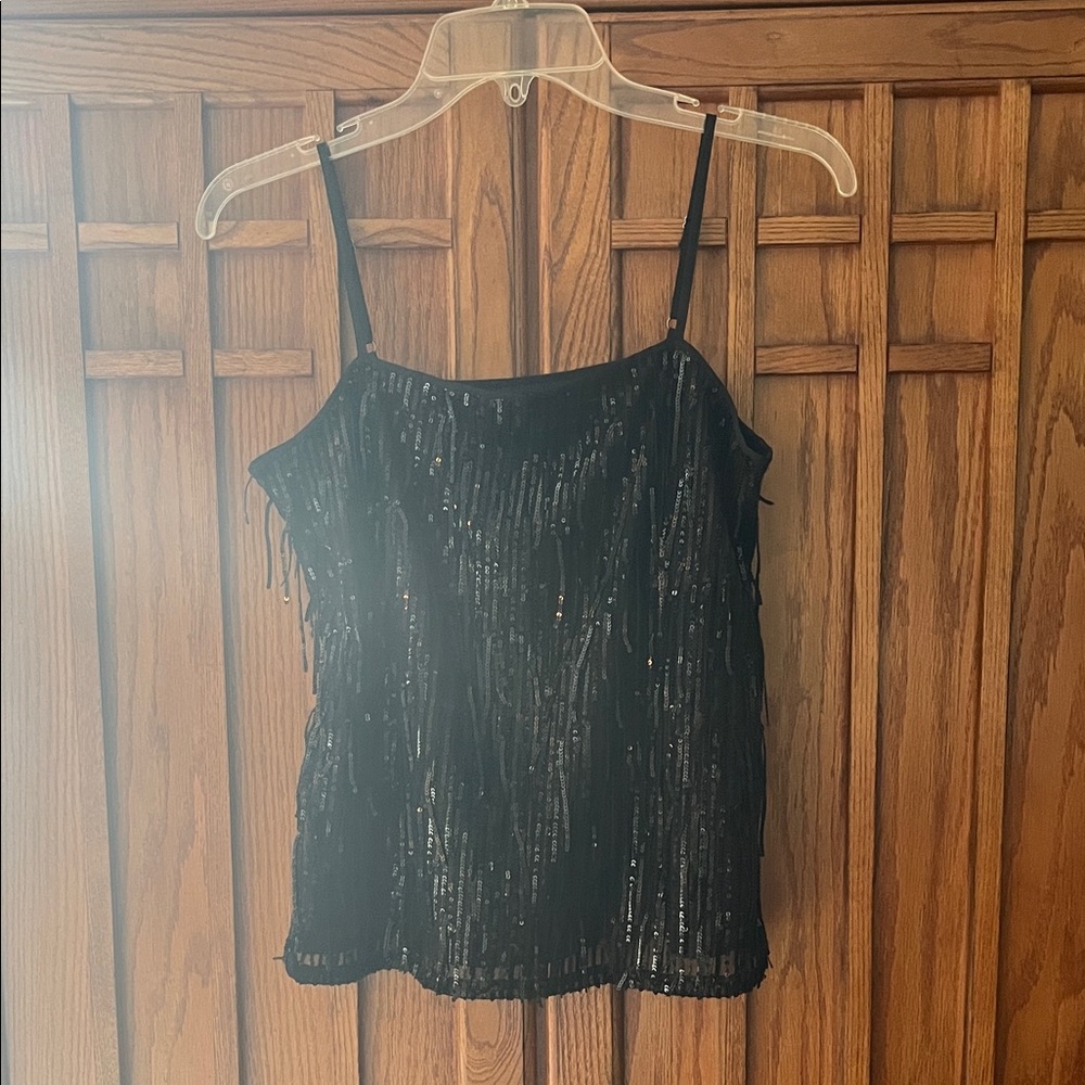 LOFT Black Sequin Camisole